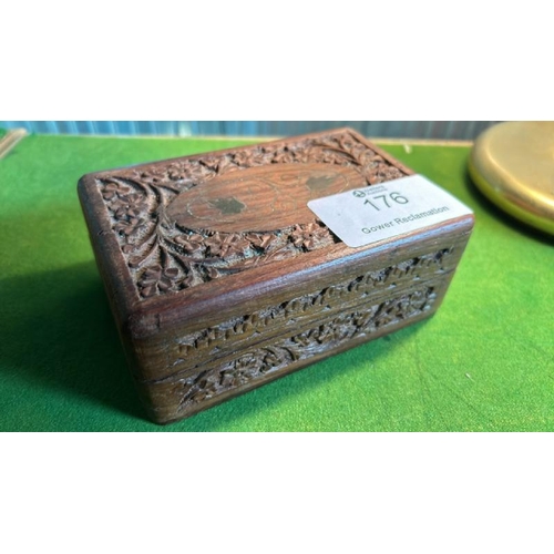 176 - Two similar carved wood trinket boxes, 16cm (w)  / All lots are located at Gower Reclamation, Unit 1... 