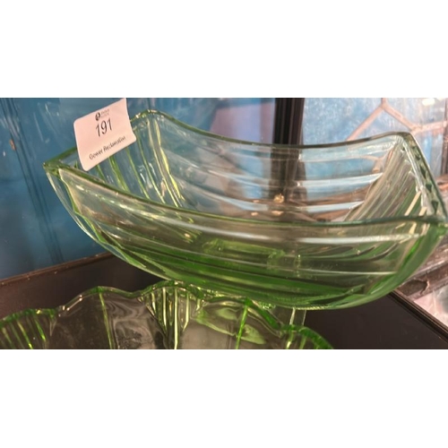 191 - Two uranium glass fruit bowls, largest 14cm (h) x 22cm (w)  / All lots are located at Gower Reclamat... 