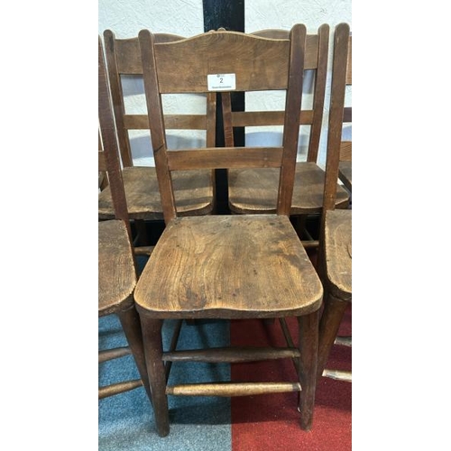 2 - Six Victorian oak chapel chairs, 84cm (h) x 35cm (w) x 35cm (d)  / All lots are located at Gower Rec... 