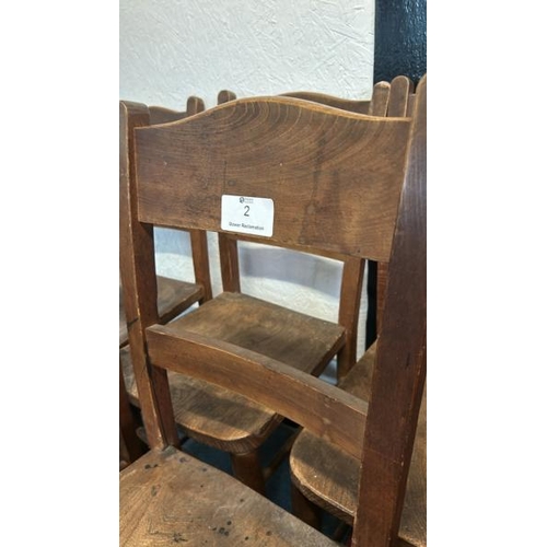 2 - Six Victorian oak chapel chairs, 84cm (h) x 35cm (w) x 35cm (d)  / All lots are located at Gower Rec... 