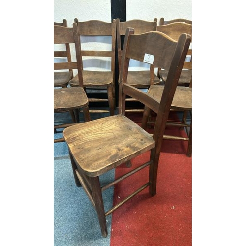 2 - Six Victorian oak chapel chairs, 84cm (h) x 35cm (w) x 35cm (d)  / All lots are located at Gower Rec... 