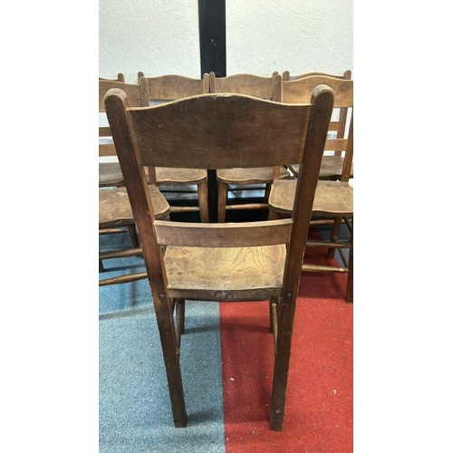 2 - Six Victorian oak chapel chairs, 84cm (h) x 35cm (w) x 35cm (d)  / All lots are located at Gower Rec... 