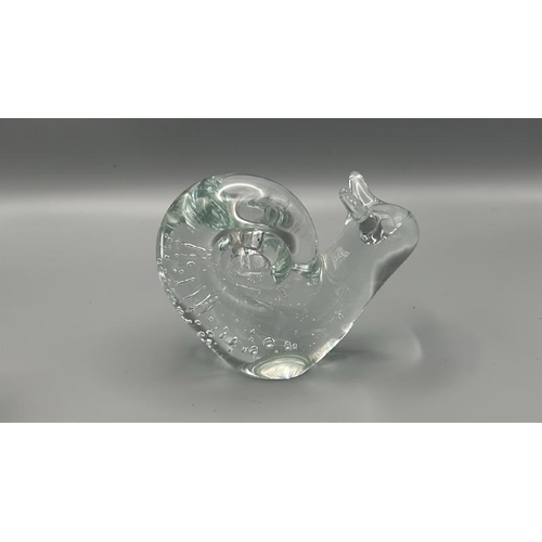 206 - Group of four glass animals including mouse, pig, snail and penguin, tallest 8cm high  / All lots ar... 