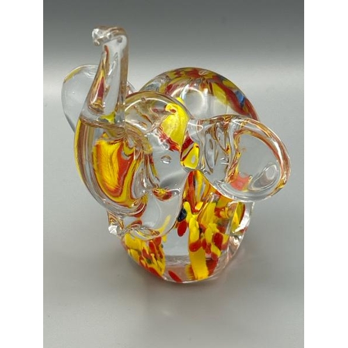 208 - Two glass murano style animal paperweights including an elephant and panda, tallest 10cm high  / All... 