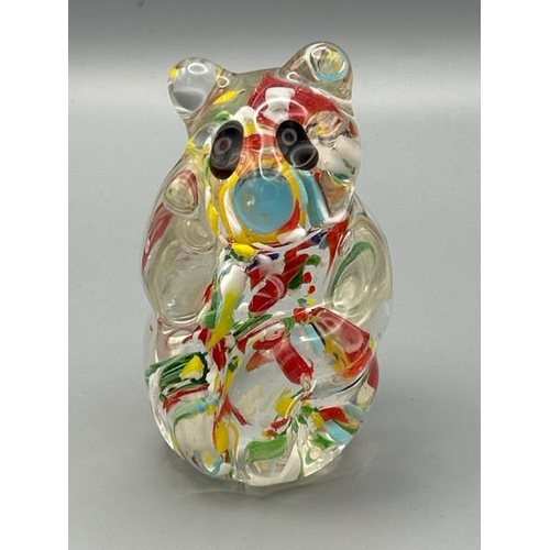 208 - Two glass murano style animal paperweights including an elephant and panda, tallest 10cm high  / All... 