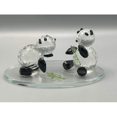 210 - Two crystal glass pandas unsigned, 6cm high  / All lots are located at Gower Reclamation, Unit 17b, ... 