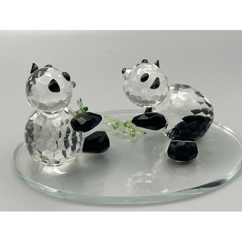 210 - Two crystal glass pandas unsigned, 6cm high  / All lots are located at Gower Reclamation, Unit 17b, ... 