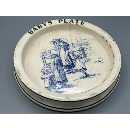 217 - Two childrens bowls including a Wedgwood Peter Rabbit and a Royal Doulton babies plate, largest 19cm... 