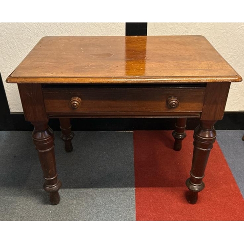 22 - A Victorian pitch pine desk with single drawer on turned and fluted legs, 78cm (h) x 91cm (w) x 60cm... 