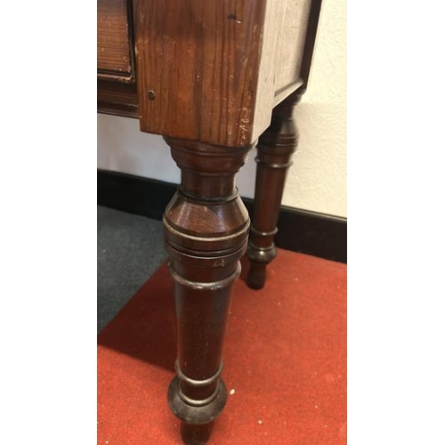 22 - A Victorian pitch pine desk with single drawer on turned and fluted legs, 78cm (h) x 91cm (w) x 60cm... 