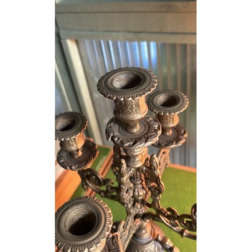 222 - Vintage baroque style brevetto 5 arm candelabra, 41cm high  / All lots are located at Gower Reclamat... 