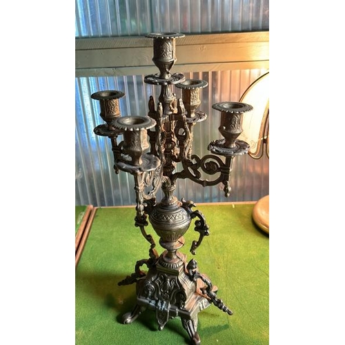 222 - Vintage baroque style brevetto 5 arm candelabra, 41cm high  / All lots are located at Gower Reclamat... 