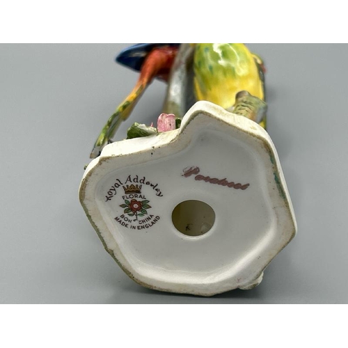 224 - Royal Adderley bone china parakeets, 15cm high  / All lots are located at Gower Reclamation, Unit 17... 