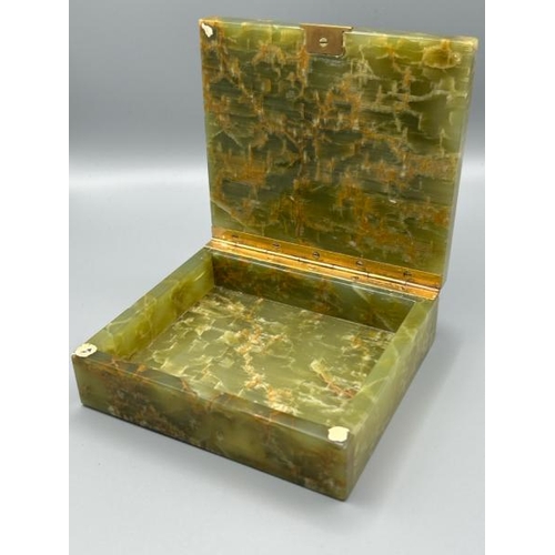 228 - HG & S green onyx cigarette box circa 1935, 12x4x11  / All lots are located at Gower Reclamation, Un... 