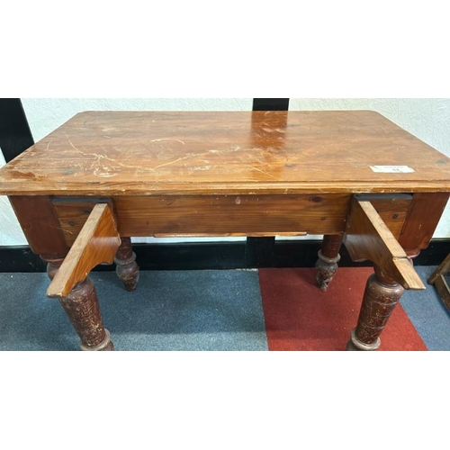 23 - A pitch pine refectory table, missing exteding leaf, 75cm (h) x 105cm (w) x 60cm (d)  / All lots are... 