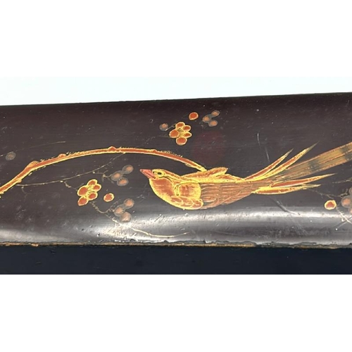 231 - Vintage lacqued oriental fan or glove box, 30x4x9cm  / All lots are located at Gower Reclamation, Un... 