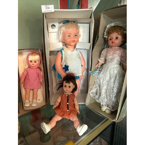 239 - Three vintage dolls in original boxes including Choosy Susie by Bluebell, 'Kitty' wedding dress doll... 