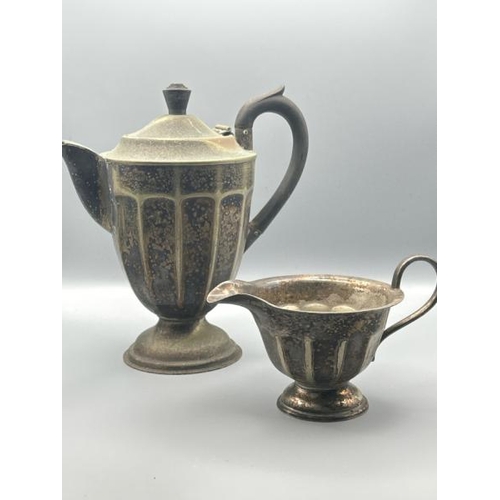 258 - Matching silver plated coffee and milk jug, made in Sheffield  / All lots are located at Gower Recla... 