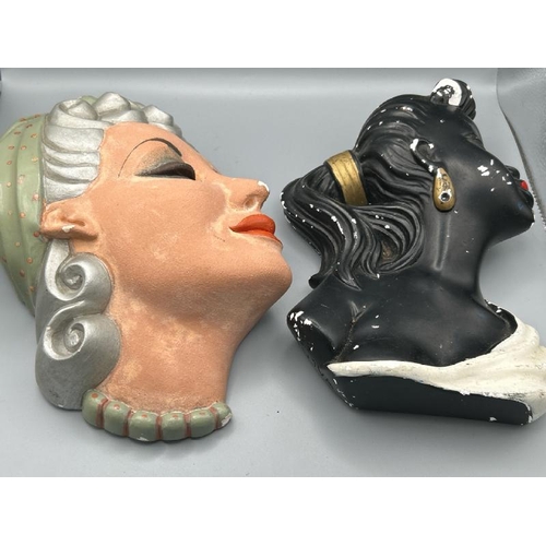 266 - Two Art Deco porcelain figure heads of ladies,   / All lots are located at Gower Reclamation, Unit 1... 