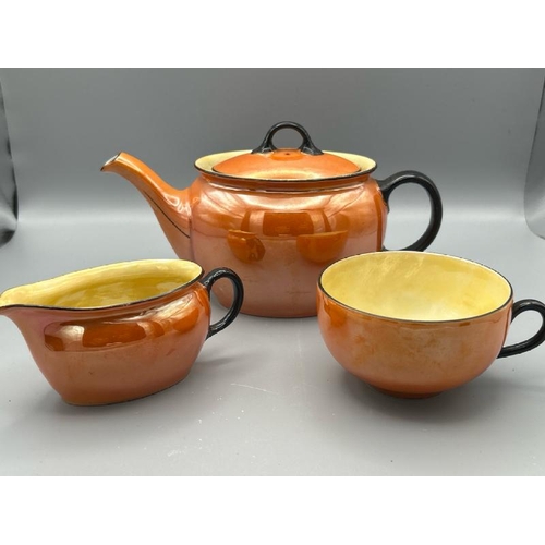 271 - Czecho-slovokia 3 piece orange glaze part tea set  / All lots are located at Gower Reclamation, Unit... 