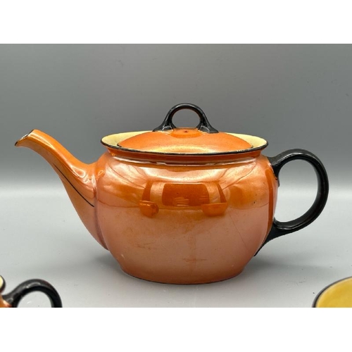 271 - Czecho-slovokia 3 piece orange glaze part tea set  / All lots are located at Gower Reclamation, Unit... 