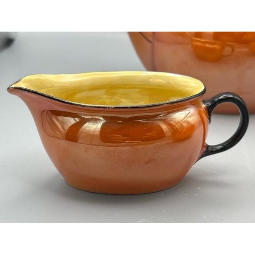 271 - Czecho-slovokia 3 piece orange glaze part tea set  / All lots are located at Gower Reclamation, Unit... 