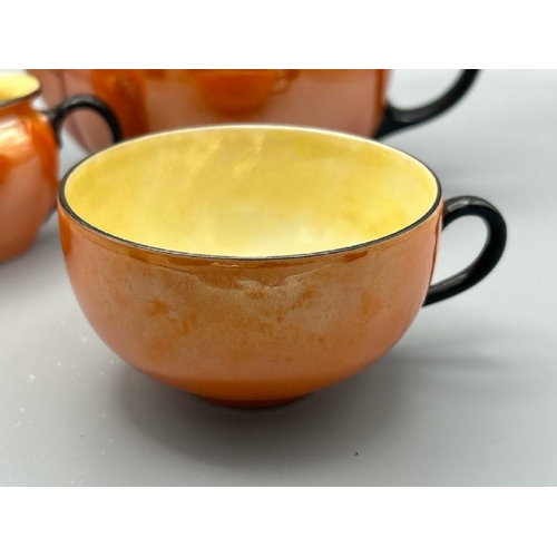 271 - Czecho-slovokia 3 piece orange glaze part tea set  / All lots are located at Gower Reclamation, Unit... 