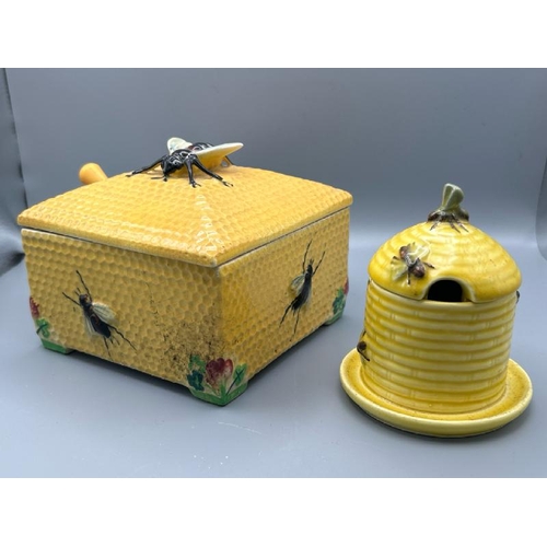 273 - Crown Devon honey pot, circa 1930's, with a Geobel 1960's honey pot  / All lots are located at Gower... 