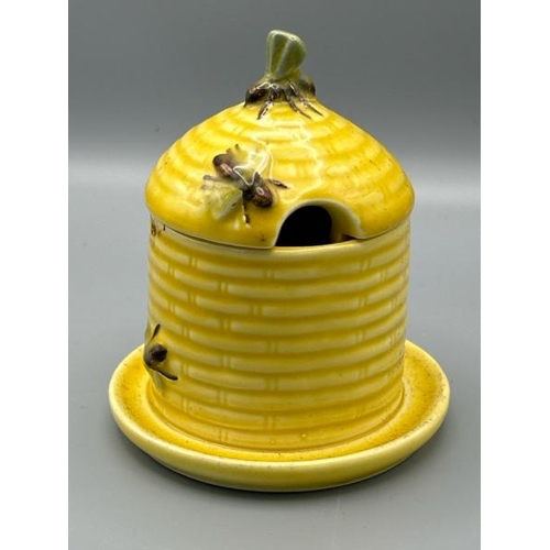 273 - Crown Devon honey pot, circa 1930's, with a Geobel 1960's honey pot  / All lots are located at Gower... 