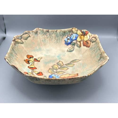 275 - A Crown Devon hand painted fruit bowl, 23cm sqaure  / All lots are located at Gower Reclamation, Uni... 