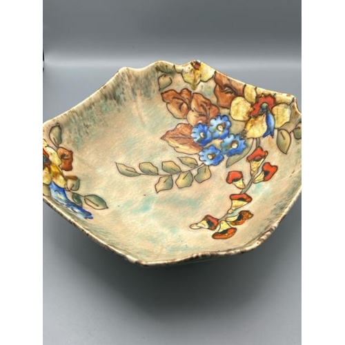 275 - A Crown Devon hand painted fruit bowl, 23cm sqaure  / All lots are located at Gower Reclamation, Uni... 