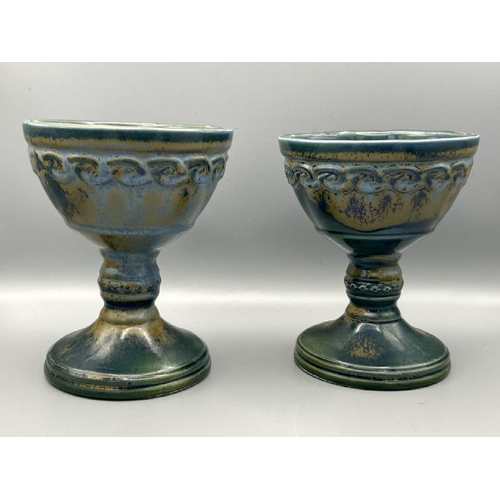 277 - A pair of glazed pottery goblets, 13cm (h)  / All lots are located at Gower Reclamation, Unit 17b, C... 