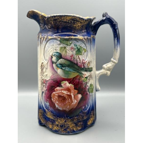 278 - Five assorted water jugs including Mailing Penny Rose, Indian Tree by H J Wood, and enamel jug  / Al... 