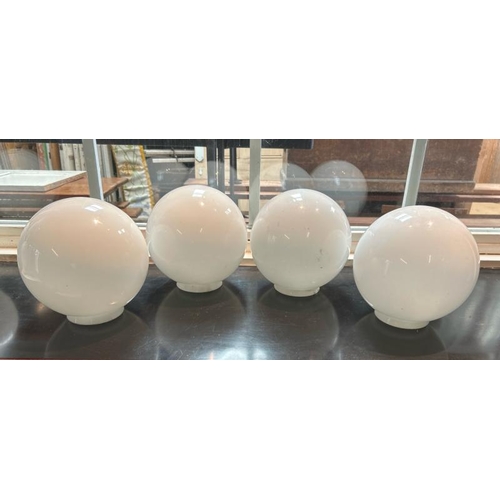 28 - Four art deco milky white ceiling light shades, 20cm (h) x base 9.5cm (dia)  / All lots are located ... 