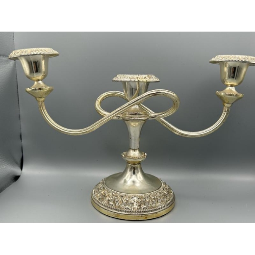 292 - Assorted silver plate including trinket box, candelabra, 20cm (h) x 31cm (w), and more  / All lots a... 