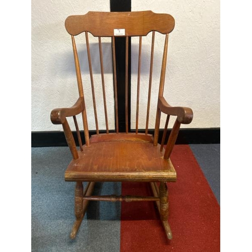 3 - A Victorian high stickback rocking chair, 103cm (h) x 59cm (w) x 76cm (d)  / All lots are located at... 