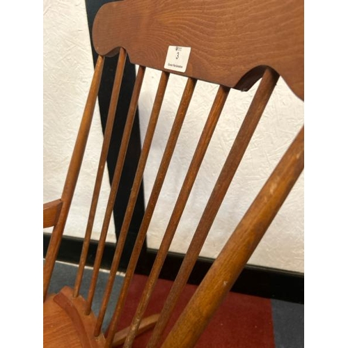 3 - A Victorian high stickback rocking chair, 103cm (h) x 59cm (w) x 76cm (d)  / All lots are located at... 