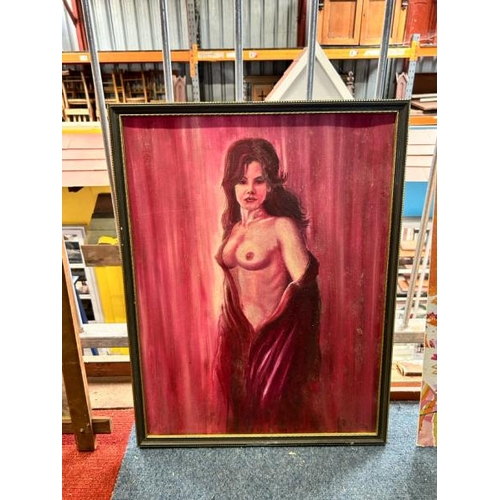 303 - A framed oil on board of a nude woman, signed D. J. Tanner, 65cm (h) x 49cm (w)  / All lots are loca... 