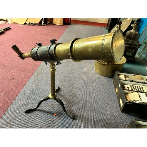 317 - A Victorian brass telescope on stand, 89cm (l)   / All lots are located at Gower Reclamation, Unit 1... 