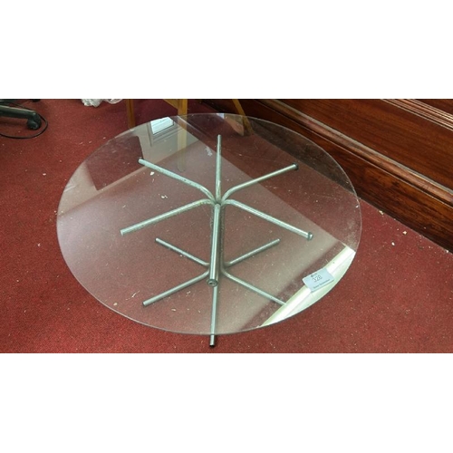 328 - Modern glass topped coffee table, 39cm (h) x 76cm (dia)  / All lots are located at Gower Reclamation... 