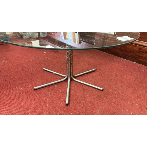 328 - Modern glass topped coffee table, 39cm (h) x 76cm (dia)  / All lots are located at Gower Reclamation... 