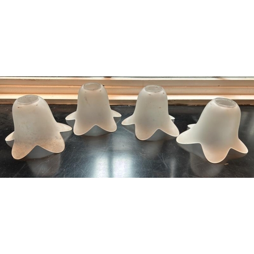 33 - Four art deco frosted glass tulip light shades, 11cm (h) x 4cm (dia) at base  / All lots are located... 