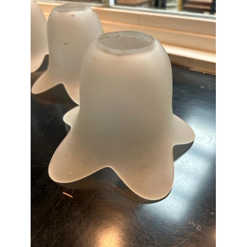 33 - Four art deco frosted glass tulip light shades, 11cm (h) x 4cm (dia) at base  / All lots are located... 