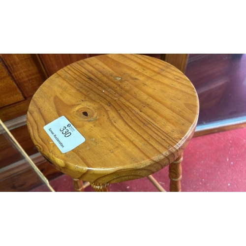 330 - Pine kitchen stool, 69cm (h) x 29cm (dia)  / All lots are located at Gower Reclamation, Unit 17b, Cr... 