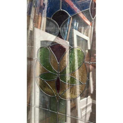 336 - Three doors with stained glass lead lined panels, largest panel 140cm (h) x 53cm (w)  / All lots are... 