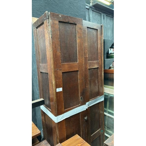 337 - Victorian oak wardrobe, the top is present and will need fixing, 217cm (h) x 82cm (w) x 40cm (d)  / ... 