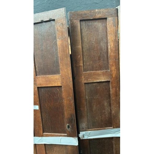 337 - Victorian oak wardrobe, the top is present and will need fixing, 217cm (h) x 82cm (w) x 40cm (d)  / ... 