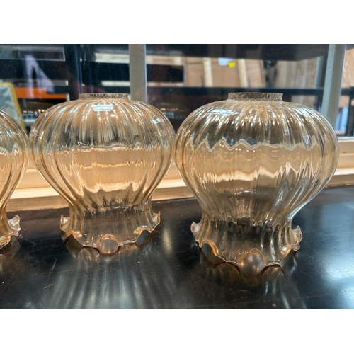 34 - Four mid-century French glass light shades, 14.5cm (h) x 4.5cm (dia) at base  / All lots are located... 