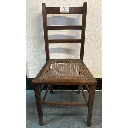 4 - A single oak ladderback chair with cane seat, 87cm (h) x 30cm (w) x 45cm (d)  / All lots are located... 