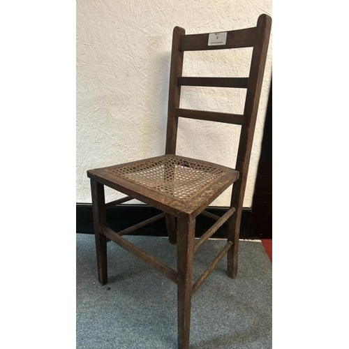 4 - A single oak ladderback chair with cane seat, 87cm (h) x 30cm (w) x 45cm (d)  / All lots are located... 